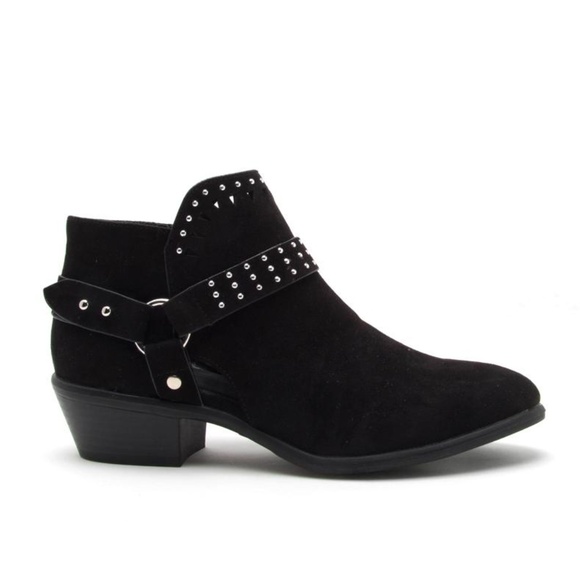 Shoes - NWT Vegan Suede Stud Embellished Ankle Boot